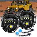 LEDMIRCY 7 Inch Round LED Headlight, DOT Approved H6024 LED Headlights Hi/Lo Beam 2PCS Plug-and-Play 7'' Headlights Compatible with Wrangler JK,TJ,CJ,Chevy,Ford,Hummer Models