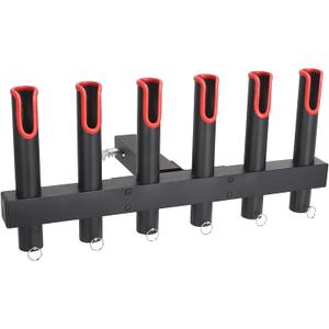 Fishing Rod Holder for Truck,Rod Holders for Fishing Stainless Steel Fishing Rod Rack with Reflective Warning Strip Fishing Pole Holder for 2" Hitch Receiver (6 Tube)