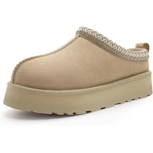 Women's Slippers Platform Mini Boots Short Ankle Boot Fur Fleece Lined Sneakers House slippers Anti-Slip Boot For Outdoor (11, Off-white)