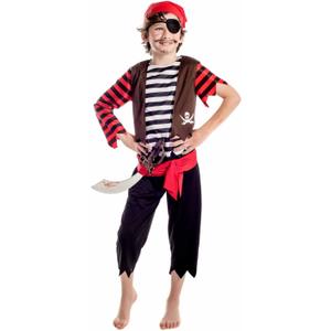 Boys Pirate Costume Kids Sea Captain First Mate Stripey Outfit (Medium)