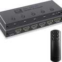Enbuer 8K HDMI 2.1 Switch, HDMI 2.1 Switcher 5 in 1 Out Supports CEC 8K@60Hz, 4K@240Hz, 1080P@480Hz, HDCP 2.3 HDR 3D Dolby Atmos VRR Compatible with PS5 Xbox Blu-Ray Player with IR Remote Controller