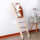 SHENGOCASE Solid Wood Wall Leaning Cat Ladder for Indoor Cats and Small Medium Dog, Stair Step for Window Bed, Wall Climbing Furniture (47.2")