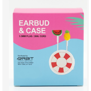 Melon and Pineapple EARBUD & CASE 3.5mm Plug/ 39In Cord, 4Pack