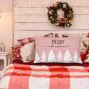 Pink Merry Christmas Pillow Covers 12x20, Preppy Christmas Decor, Pink and White Xmas Tree Snowflake Winter Lumbar Throw Pillow Covers for Girls Room Dorm Apartment