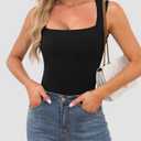 OwnTime Womens Square Neck Tank Tops Dressy Summer Sleeveless Shirts Sexy Going Out Fitted Trendy Tops T Shirts Blouses (XL)