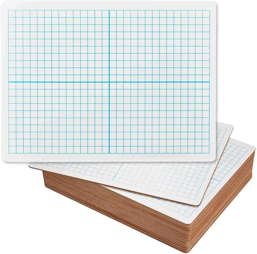 Dry Erase Lapboards with Grid Lines - Pack of 25 Graph Whiteboard Set - 9x12 - Student Single Sided - Improve Children's Classroom Learning with Portable White Boards