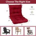 Tufted High Back Chair Cushions Set of 2, 42''x21'' Outdoor Seat and Back Chairs Cushions for Patio Furniture, Water Resistant Patio Tufted Replacement Cushion Rocking Seat Pads with Ties (Red)