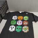Halloween Building Brick Head Pumpkin Ghost Zombie Boys T-Shirt S