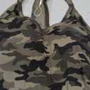 Danysu V Neck Racer Back Tank Top for Women Padded Ribbed Long Tank Fitted Basic Cami Tops (Medium, Jungle Camo)