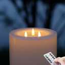 Outdoor XL 6.45" x 8" Large Flameless Candles with Remote, Rainproof Waterproof, LED Battery Operated, Flickering Pillar CANDLES, Need 3-C Batteries (Not Included)