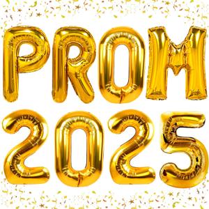 Prom 2025 Balloons Gold 40 Inch Giant - Prom 2025 Decorations Decor for Graduation Party Foil Mylar Balloons Banner Sign