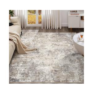Square Area Rugs : Washable 8x8 Neutral Modern Abstract Carpet for Living Room Bedroom - Soft Floor Mat with Non Slip Backing for Kitchen Nursery Dorms Farmhouse Home Decor - Brown Grey