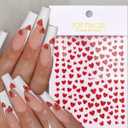 10 Sheets Heart Nail Art Stickers Decals Glitter Love Hearts Nail Sticker 3D Self Adhesive Shiny Powder Effect Valentine's Day Heart Nail Design for Lovers Romantic DIY Nail Decorations Manicure