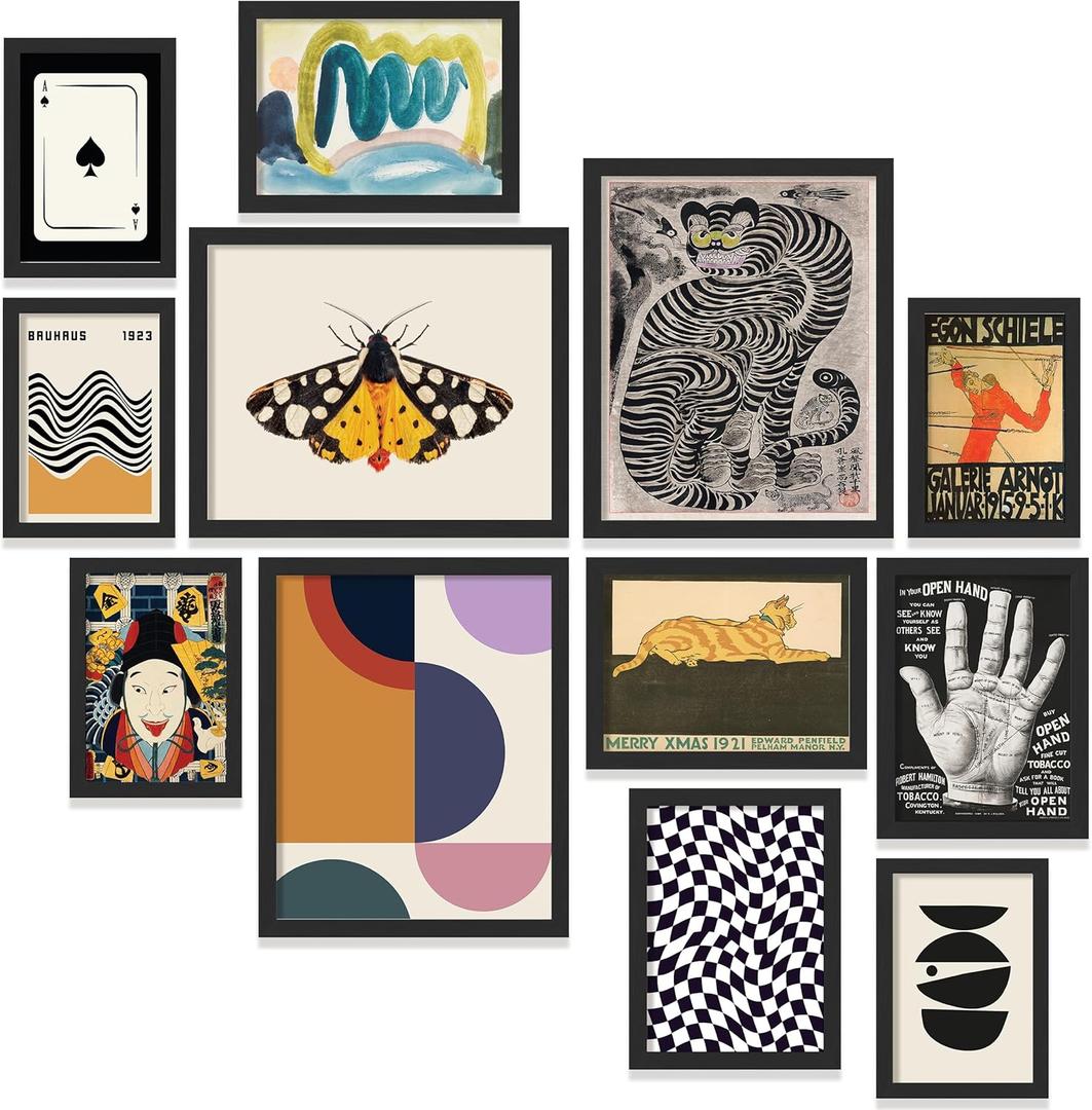 97 Decor Vintage Eclectic Wall Art Collage - Abstract Modern Art Prints For Wall Decor, Cool Funky Pictures Maximalist Paintings Retro Bauhaus Posters Set For Dorm Bedroom Home Decorations (Unframed)