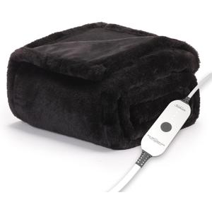 Sunbeam Royal Faux Fur Night Fog Heated Personal Throw / Blanket, Cozy-Warm, Adjustable Heat Settings