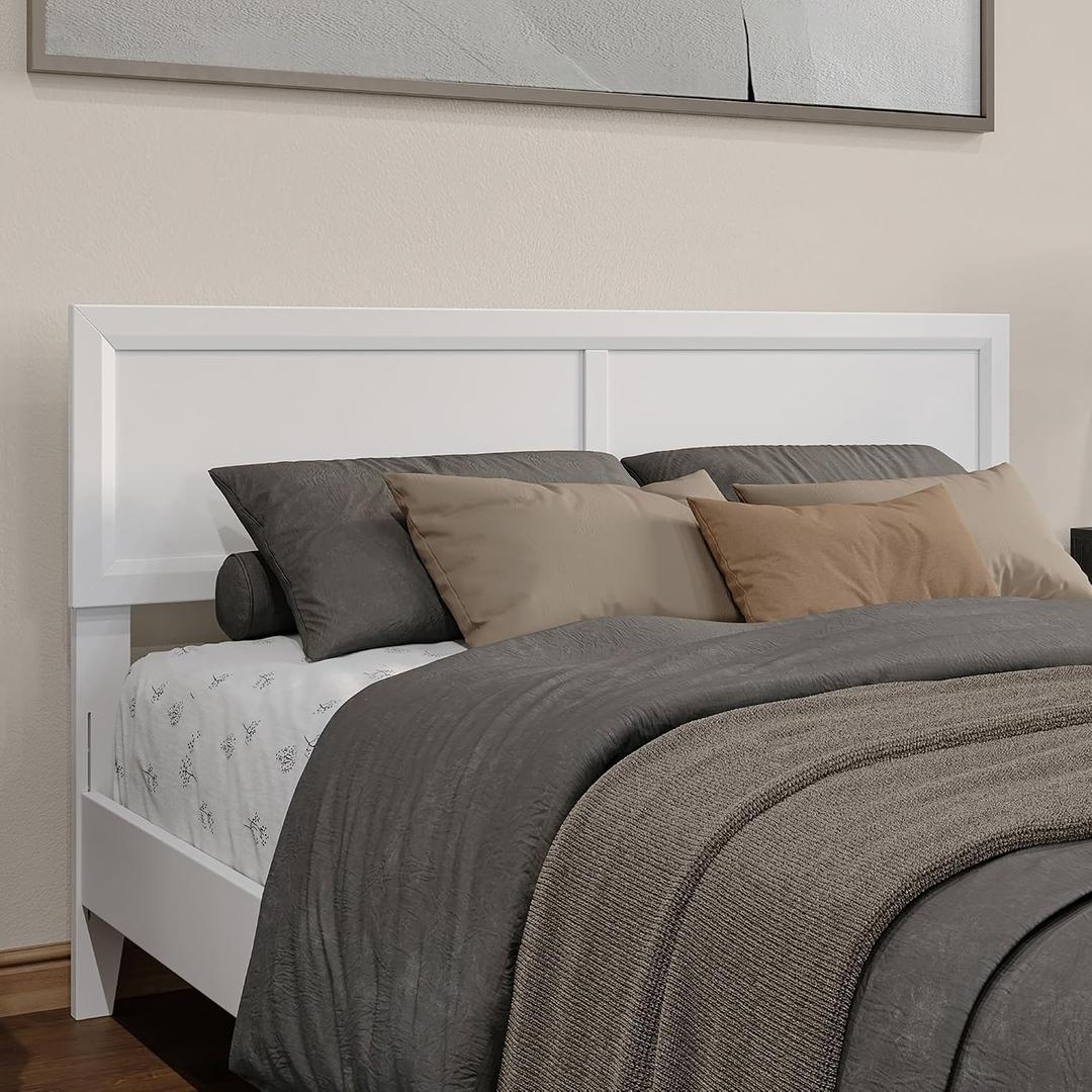 AFI, Sophia Adjustable Modern Queen Wood Headboard, White
