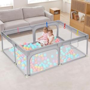 Dripex Baby Playpen, 71"47" Play Pens for Babies and Toddlers, Safe Anti-Fall Play Yard with Gates, Baby Fence with Breathable Mesh, Indoor & Outdoor Kids Activity Center, Ash Grey Dripex Baby Playpen, 71"47" Play Pens for Babies and Toddlers, Safe Anti-Fall Play Yard with Gates, Baby Fence with Breathable Mesh, Indoor & Outdoor Kids Activity Center, Ash Grey