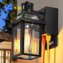 Porch Lights with GFCI Outlet, Dusk to Dawn Outdoor Lights with Outlet, 3 Lighting Modes Exterior Light Fixture Waterproof, Outside Lights for House Front Door Patio Garage, Black