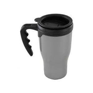 Black Travel Mug with Handle, Green Stainless Steel Insulated Tumbler