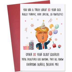 5 x Funny 80th Birthday Card, Hilarious 80 Years Old Birthday Card Gift for Men Women, Great 80th Bday Gifts for Friends, Dad, Mom, Husband, Wife, Brother, Sister