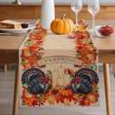 Larponder Thanksgiving Fall Turkey Pumpkin Table Runner, Harvest Decor Polyester Fabric with Wrinkle Resistant and Water Resistant, Autumn Table Decor for Dining Room (13 x 108 Inches)