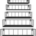 CRUGLA Black Floating Shelves Wall Mounted Set of 5, Hanging Wall Shelf with Rail for Bathroom, Bedroom, Living Room, Kitchen