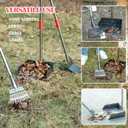 FUSBUNTY Dog Pooper Scooper Set, Pooper Scooper for Dog, Heavy Duty Stainless Steel Rake with Extra Large Tray & Spade No Bending Clean Up for Pet Waste Removal, for Grass, Dirt Or Gravel.