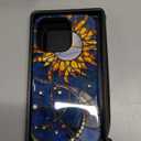 LUMARKE for iPhone 14 Pro Case Cute,Aesthetic Stained Glass Moon and Sun Blue, Compatible with Magsafe, Trendy Fancy Cool Retro Western Protective Slim Silicone Phone Cover for Women Girls (Solar Lunar Harmony)