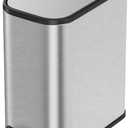 Cesun Small Bathroom Trash Can with Lid Soft Close, Step Pedal, 5 Liter / 1.3 Gallon Stainless Steel Garbage Can with Removable Inner Bucket, Waste Basket for Bathroom, Bedroom (Silver)