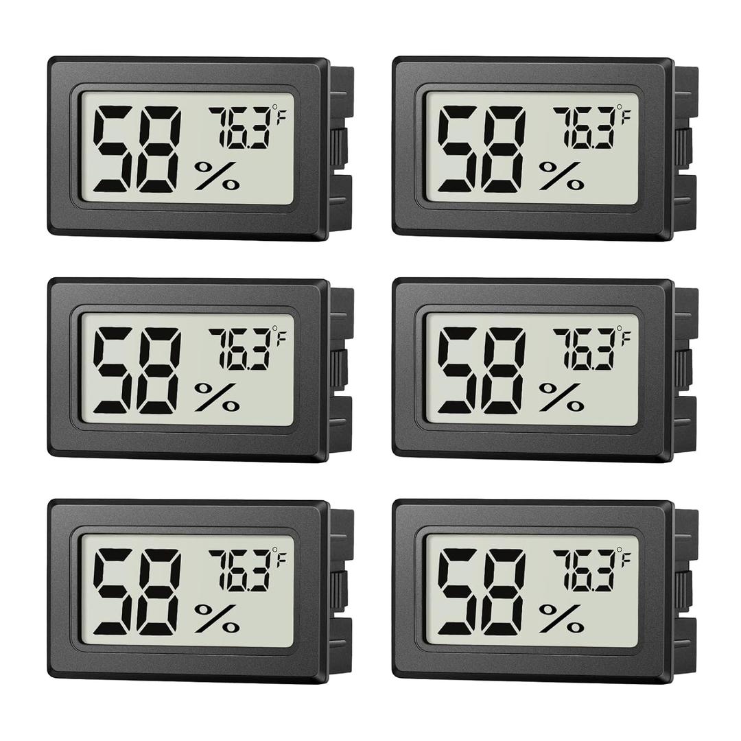 6 Pack Mini Hygrometer Indoor Humidity Meter, Small Digital Thermometer Humidity Gauge Meter, Indoor Thermometer Hygrometer Monitor Fahrenheit () for Humidor, Thermostat Reptile Tank, Mason Jars