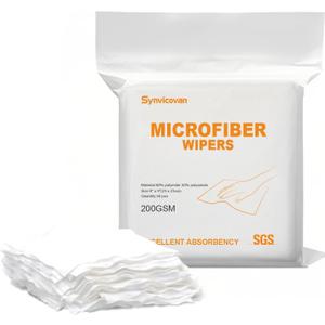 Microfiber Wipes 9"x9"(50 Pcs,Class 100, 200GSM) Superfine Lint Free Cloths Cleaning and Drying Cloths Reusable Ultra Absorbent for All Surface Types