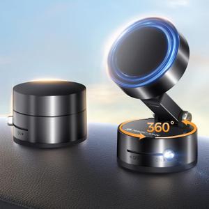 MAGIC JOHN Ultra Magnetic Phone Holders for Your Car, Foldable Car Phone Holder Mount for Dashboard, 360 Rotatable, Magnetic Car Mount for iPhone All Cell Phones, Black