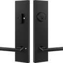 Goldenwarm Black Front Door Handle and Deadbolt Set, Matte Black Heavy-Duty Zinc Alloy Exterior Door Lock Set, Keyed Alike Modern Reversible Lever, 1-Pack