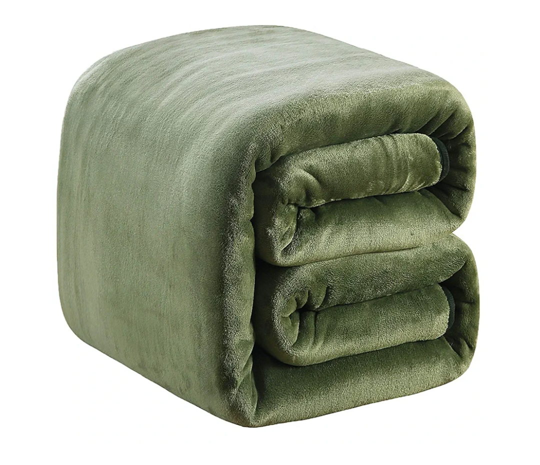 Fleece Blanket Queen Size 350GSM Lightweight Throw for The Bed Extra Soft Brush Fabric Super Warm Sofa Blanket 90" x 90"(Green Queen)