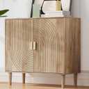 Sideboard Buffet Cabinet with Storage,Sideboard Buffet with Doors and Adjustable Shelf,Wooden Storage Cabinet, 31.3W x 15.0D x 30.6H (Natural), 31.5" W X 14.96" D X 30.71" H