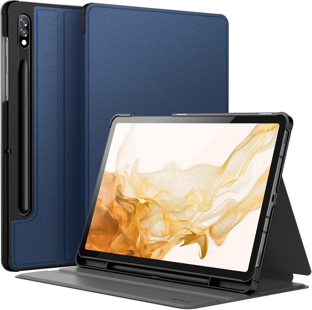 JETech Case for Samsung Galaxy Tab S8 2022/S7 2020 11-Inch with S Pen Holder, Slim Folio Stand Protective Tablet Cover, Multi-Angle Viewing (Navy)
