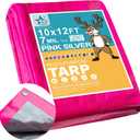 STARPYNG-7 Mil Pink/Silver 10x12 Feet Tarp-Multifunctional Waterproof Tarpaulin-Waterproof, UV Resistant, Rip and Tear Resistant, Poly Tarpaulin with Reinforced Edges for Cover