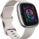 Fitbit Sense 2 Advanced Health and Fitness Smartwatch with Tools to Manage Stress and Sleep, ECG App, SpO2, 24/7 Heart Rate and GPS, Lunar White/Platinum, One Size (S & L Bands Included)
