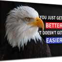 Large Motivational Wall Art For Office Men Bald Eagle Success Quotes Canvas Print Framed Patriotic Inspirational Poster For Living Room Garage Decor Get Better Statement Art 36x24 Inch