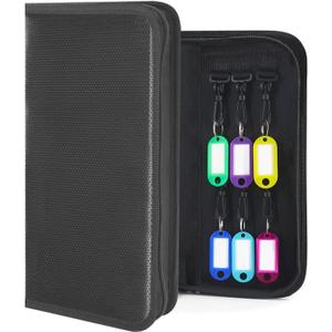 Portable Zippered Key Organizer, Waterproof Fireproof Key Case with 12 Key Hooks and Tags, Portable Key Storage for Rental Management Real Estate Sales Hotel Executives and Car Service (12 keys)