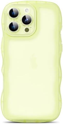 Compatible with iPhone Xs Max Case 6.5", Cute Kawaii Curly Wave Frame Shape Soft Silicone Shockproof Protective Phone Cover for Women Girls, Clear/Yellow
 3Pcs