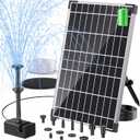 POPOSOAP Solar Fountain Pump, 12W Solar Water Pump Kit with 4400mAh Battery Backup Work All Day, 8 Nozzles & PVC Tubing, Solar Pond Pump for Bird Bath Garden Pond Fish Tank P112D