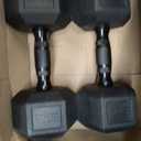CAP Rubber Coated Dumbbell Weights, Free Weights for Home Gym Strength Training, Anti-Roll Hex Dumbbells with Black, Chrome & Comfort Grip Handles, Pairs & Sets