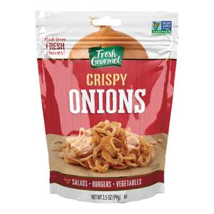 Fresh Gourmet Lightly Salted Crispy Onions | 3.5 Ounce, Pack of 6 | Low Carb | Crunchy Snack and Salad Topper (EXP 08/11/26)