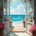 MBNTJHT DIY Scenery Paint by Numbers Kit for Adults on Canvas,Landscape Beach Digital Oil Painting Kit for Adults Beginner,Easy Scenery Acrylic Paint by Number Kits for Holiday Gifts 16X20 Inch. (MT20724)