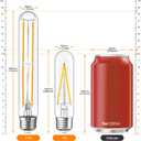 Tubular Light Bulb 7.3 Inch Dimmable T10 LED Bulb E26 6W 60 Watts Edison Bulbs 2700K Solf White,185mm Long for Wall Sconces, Pendant, Livingroom, 4-Pack