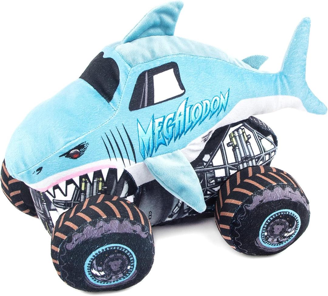 Jay Franco Monster Jam Plush Stuffed Megalodon Pillow Buddy - Super Soft Polyester Microfiber, 16 inches (Blue - Megladon)