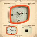 2 Pcs Retro Wall Clock ModernMid Century Decoration Silent Non Ticking Blue Orange 10 Inch Rectangular Retro Clock Battery Operated Vintage Wall Art for Living Room Office Kitchen Bedroom