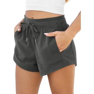 ODODOS Women's Sweat Shorts with Pockets Cotton French Terry Drawstring Summer Workout Casual Lounge Shorts (Medium, Charcoal)