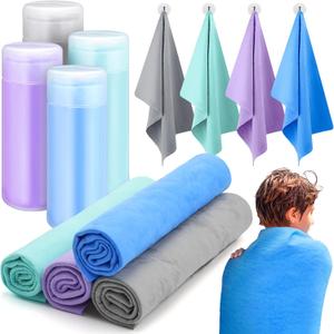 Tisancy 11Pcs Swim Chamois Towel Shammy Sports Swimmers Towel for Diving Swimming Triathlons and Other Water Sports(17 x 26 Inch,Blue, Green, Dark Gray, Purple)